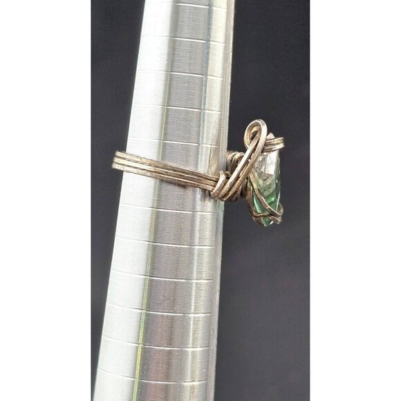 Vintage Handcrafted Watermelon Tourmaline Wire Wrapped Silver Ring Size 5 - Picture 3 of 10